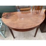 A 19TH CENTURY MAHOGANY D-END TABLE END, 46" WIDE