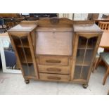 AN EARLY 20TH CENTURY OAK SIDE BY SIDE BUREAU, 47" WIDE