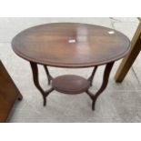 AN OVAL EDWARDIAN TWO TIER CENTRE TABLE