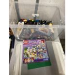 A LARGE PLASTIC BOX OF LEGO TOGETHER WITH A BOXED FRIEND'S LEGO SET