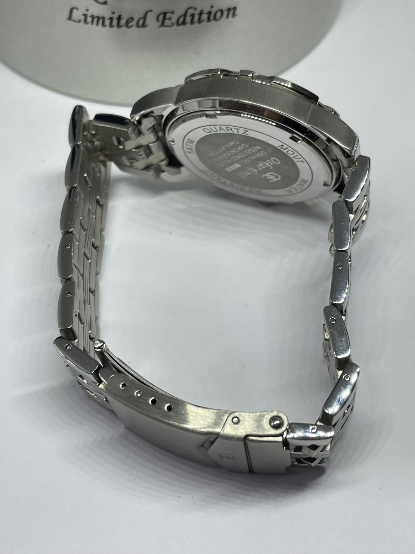 AN OSKAR EMIL LIMITED EDITION WATCH IN A TIN SEEN WORKING BUT NO WARRANTY - Image 3 of 4