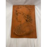 A TERRACOTTA PLAQUE OF A ROMAN GUARD 32CM X 46CM