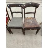 TWO 19TH CENTURY MAHOGANY DINING CHAIRS