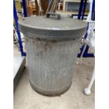 A VINTAGE GLAVANISED DUST BIN/PLANTER