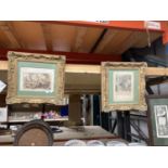 TWO GILT FRAMED PRINTS - 'MISERIES OF THE COUNTRY' AND 'MISERIES OF TRAVELLING'