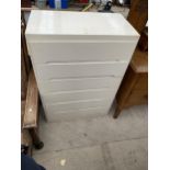 A 1970'S WHITE PAINTED CHEST OF SIX DRAWERS, 30" WIDE
