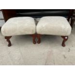 A PAIR OF MODERN STOOLS ON CABRIOLE LEGS