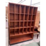 TWENTY-FOUR DIVISION PIGEONHOLE STORAGE SHELVING WITH OPEN AREA TO THE BASE, 48" WIDE, 15" DEEP