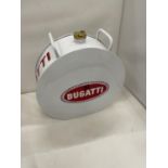 A WHITE BUGATTI PETROL CAN