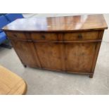 A YEW WOOD AND CROSSBANDED 'RACKSTRAW' (DROITWICH) SIDEBOARD, 52" WIDE