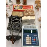 APRINSTRONIC MC65 ELECTRONIC CALCULATOR, BINOCULARS, VINTAGE CAMERAS, RADIO, TROUSER PRESS, ETC