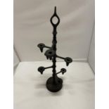 A HEAVY IRON CANDLE HOLDER WITH SEVEN BRANCHES HEIGHT 48CM