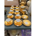 A GILT ROYAL WORCESTER PART TEA SERVICE TO INCLUDE MILK JUG, CUPS AND SAUCERS AND COFFEE POT ETC
