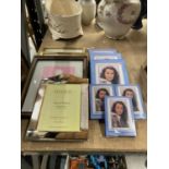 A QUANTITY OF SMALL AND LARGER PHOTO FRAMES