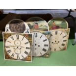 THREE VINTAGE GRANDFATHER CLOCK FACES WITH PAINTED SCENES