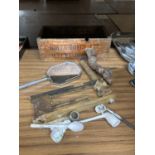 A VINTAGE ROLLS ROYCE LTD (CREWE DIVISION) BOX PLUS A QUANTITY OF CLAY PIPES, ETC