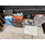 VARIOUS ITEMS TO INCLUDE A MIRRORED BATHROOM CABINET, SHREDDER, GUILLOTINE, BOXED BATHROOM SCALES,