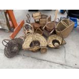 A LARGE ASSORTMENT OF VARIOUS WICKER BASKETS