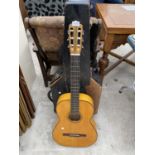 AN ACOUSTIC GUITAR WITH CARRY CASE