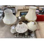 SIX VARIOUS TABLE LAMPS, SIX WHITE METAL GOBLETS ETC