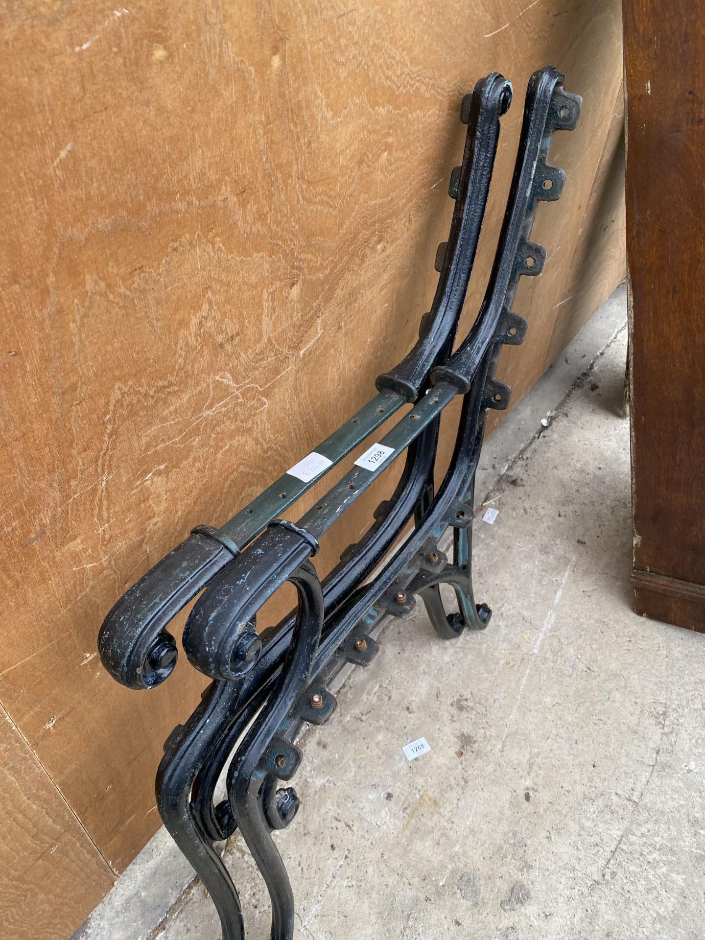A PAIR OF VINTAGE CAST IRON BENCH ENDS - Image 2 of 2