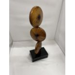 A BRONZE COLOURED ART SCULPTURE ON A BASE HEIGHT 48CM