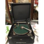 A VINTAGE CLIFTOPHONE PORTABLE GRAMOPHONE RECORD PLAYER