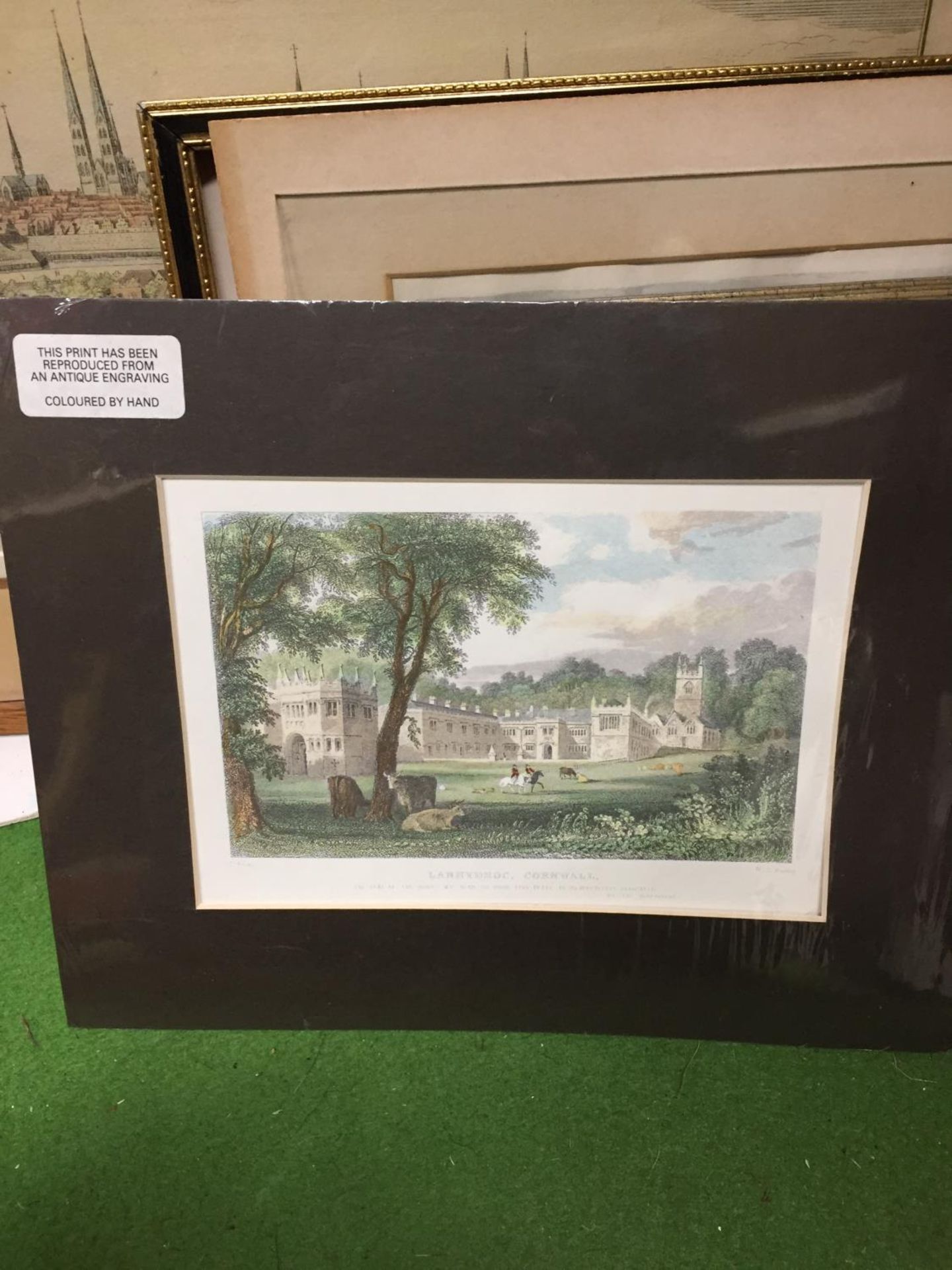 THREE FRAMED PRINTS AND ONE MOUNTED PRINT TO INCLUDE RUGBY SCHOOL, CORNWALL, ETC - Image 2 of 6