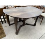 AN OAK GEORGE III STYLE DOUBLE GATELEG DINING TABLE, 52.5" DIAMETER