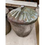 A VINTAGE GALVANISED DOLLY TUB WITH A BIN LID