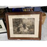 THREE WOODEN FRAMED VICTORIAN STYLE SEPIA PRINTS DEPICTING CHILDREN AND ANIMALS