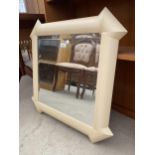 A MODERN BEVEL EDGED WALL MIRROR, 28" SQUARE