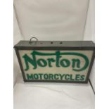 A NORTON MOTORCYCLES ILLUMINATED LIGHT BOX SIGN 51CM X 33CM