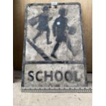 A VINTAGE ENAMEL SCHOOL CROSSING SIGN