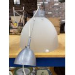 A RETRO STYLE FROSTED GLASS CEILING LAMP DROP APPROX 29CM
