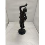 A VINTAGE SPELTER FIGURE OF A CLASSICAL LADY HEIGHT 46CM