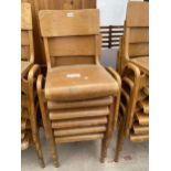 A SET OF SIX TECTA LTD BENTWOOD STACKING CHAIRS