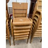 A SET OF SIX TECTA LTD BENTWOOD STACKING CHAIRS