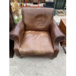 A MODERN LEATHER 'EDITIONS' LEATHER EASY CHAIR IN VINTAGE BROWN