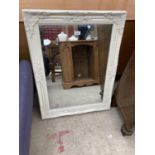 A MODERN WHITE PAINTED GILT STYLE WALL MIRROR, 33X25"