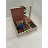 A JEWELLERY BOX CONTAINING WATCHES, BRACELETS, NECKLACES, EARRINGS, ETC