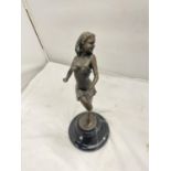 A BRONZE LADY DANCER ON A MARBLE BASE SIGNED PASCAL DELOR HEIGHT APPROX 29CM