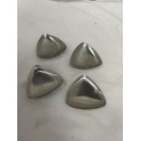 FOUR DANISH STAINLESS STEEL SMALL TRIANGULAR DISHES