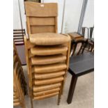 A SET OF NINE TECTA LTD BENTWOOD STACKING CHAIRS