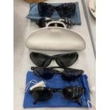 FIVE PAIRS OF FASHION SUNGLASSES AND A RALPH LAUREN GLASSES CASE