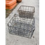 TWO VINTAGE GALVANISED TWENTY BOTTLE CRATES