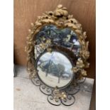 TWO DECORATIVE FRAMED WALL MIRRORS