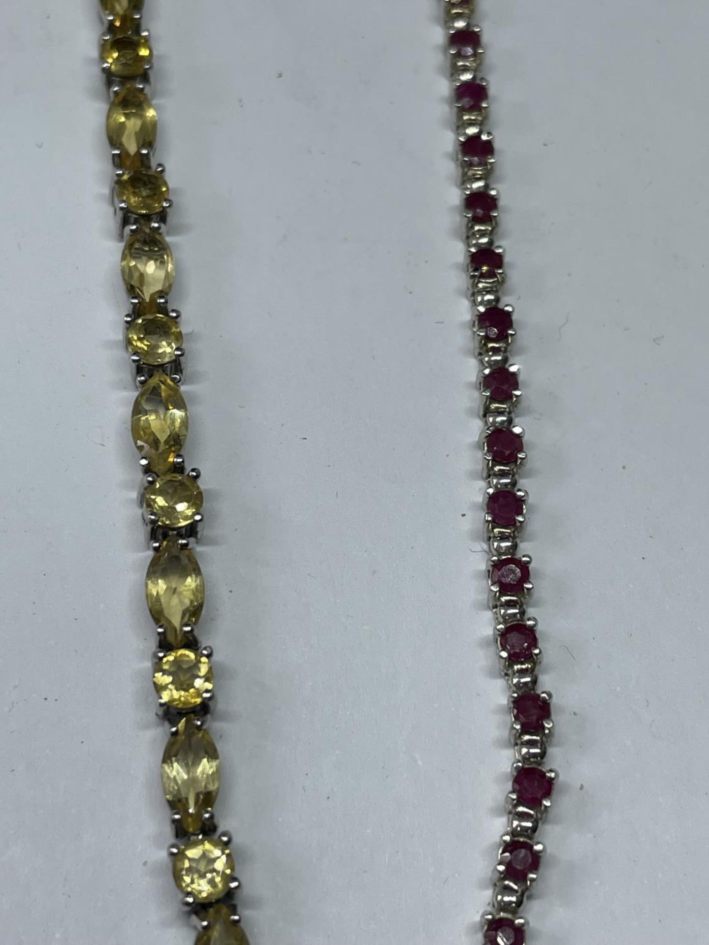 TWO MARKED SILVER BRACELETS ONE WITH GARNETS AND ONE WITH CITRINES IN A PRESENTATION BOX - Image 2 of 3