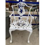 A WHITE CAST ALLOY BISTRO CHAIR