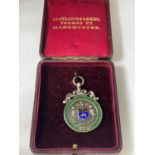 A BOXED HALLMARKED BIRMINGHAM SILVER FOB